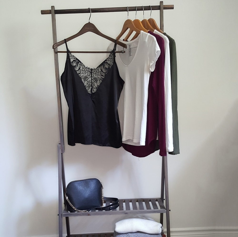 Black silk deep V cami